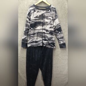 Cuddl Duds Pajama Set Gray Marble Thumb Holes 2 Piece Soft Cozy- Size L/XL